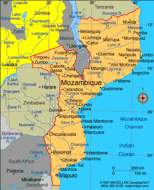 Landkarte Mosambik Mozambique Map